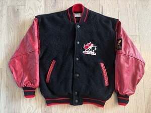 Vintage Tundra Sport Team Canada Hockey Varsity Jacket Wool & Leather